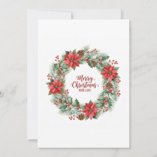 Carte de Noël Couronne de fleurs à l'aquarelle bot