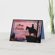 Carte De Noël Cowboy Et Cheval