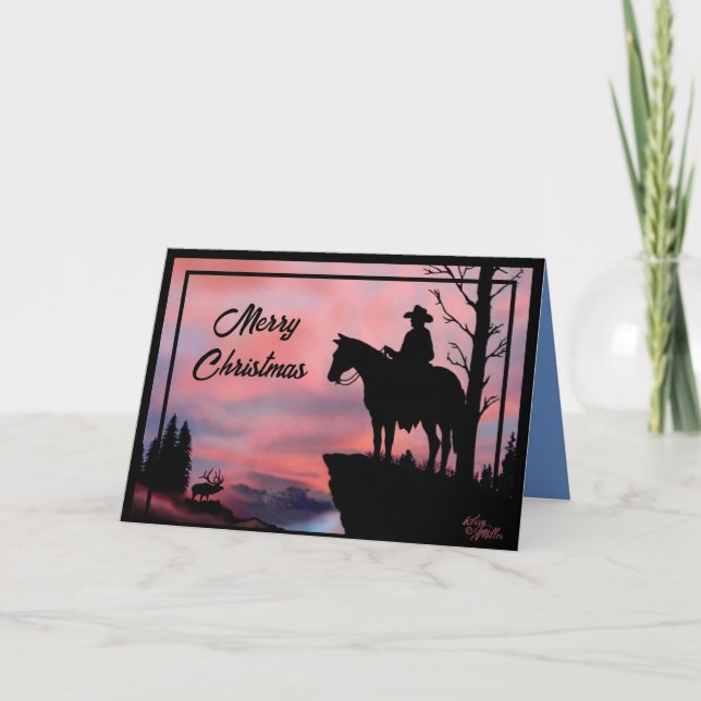 Carte De Noël Cowboy Et Cheval (Devant)