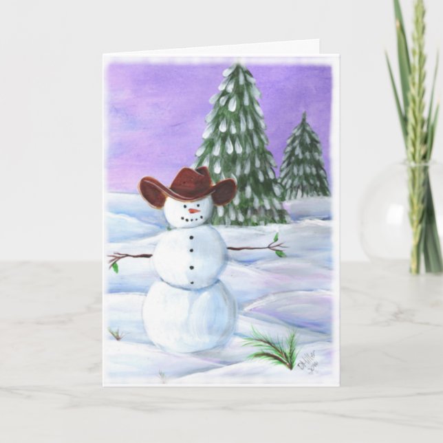 Carte de Noël Cowboy Snowman (Devant)