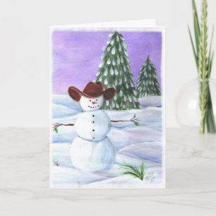 Carte de Noël Cowboy Snowman