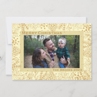 Carte de Noël Cream et Gold Foliage