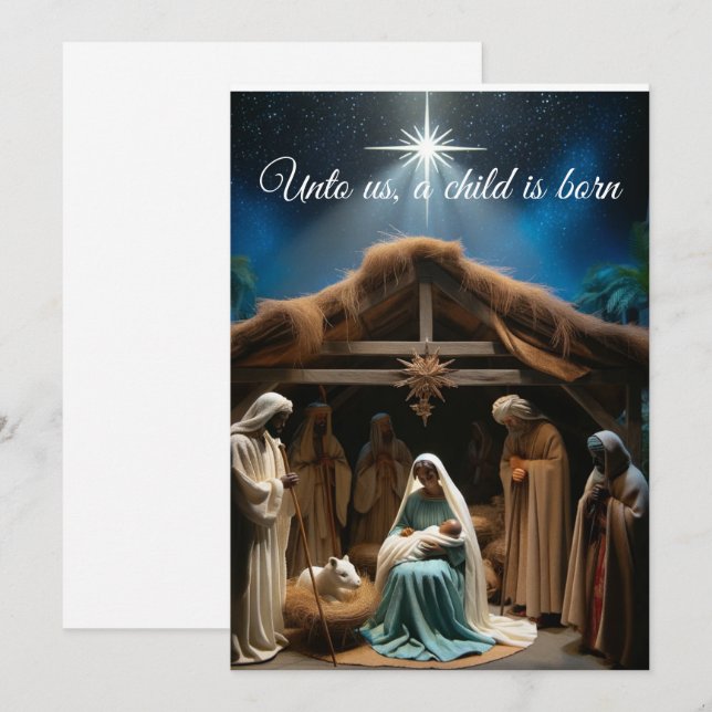 Carte de Noël Crèche de Noël (Devant / Derrière)