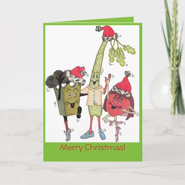 Carte de Noël "croquante" de vert (Devant)