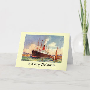 Carte de Noël - Cunard Liner "Carpathia".