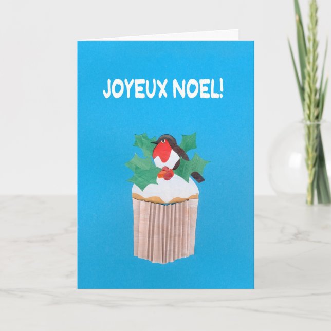 Carte de Noël, Cupcake français avec Robin (Devant)