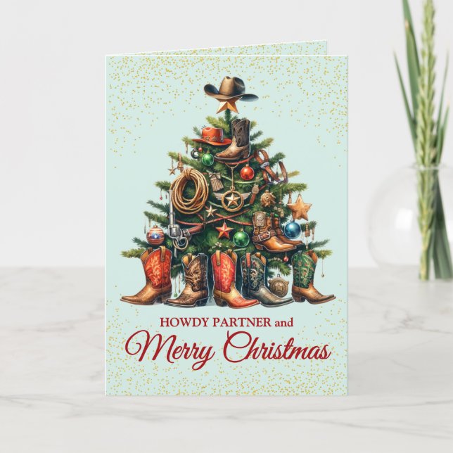 Carte de Noël Cute Cowboy (Devant)