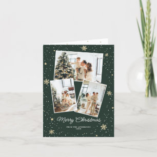 Carte de Noël Cute Green Photo Collage Flocon de n