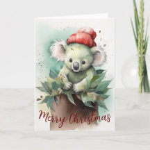 Carte de Noël Cute Koala Watercolor