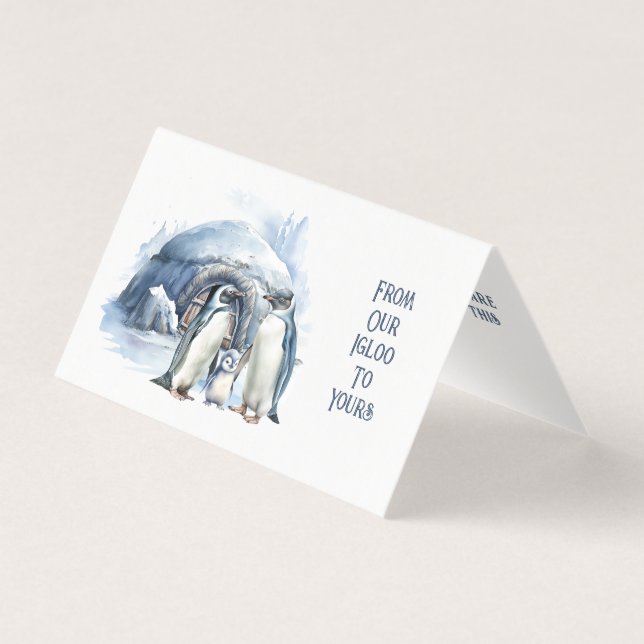 Carte de Noël Cute Penguin Famille Coeurs Chauds (Front)