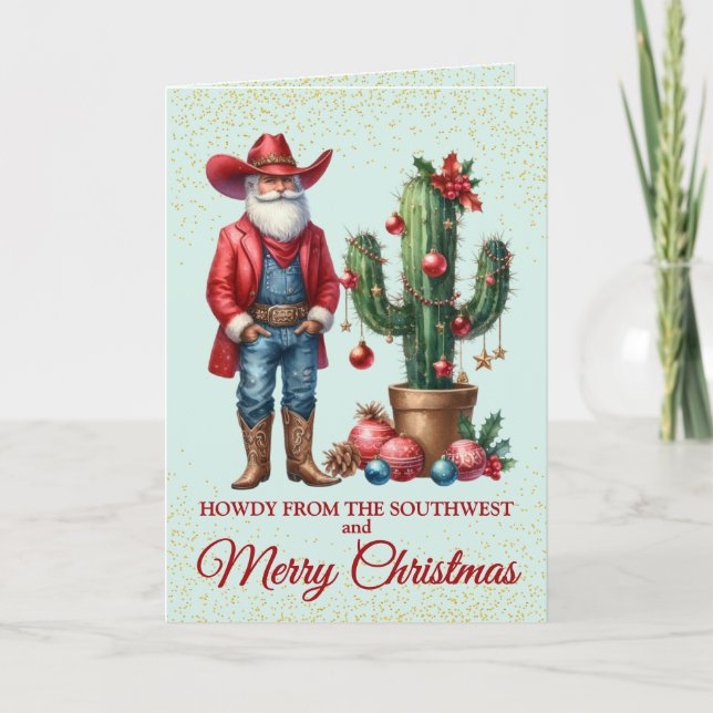 Carte de Noël Cute Southwest Dessert Cowboy (Devant)