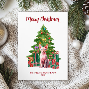 Carte de Noël Cute Sphynx Chat