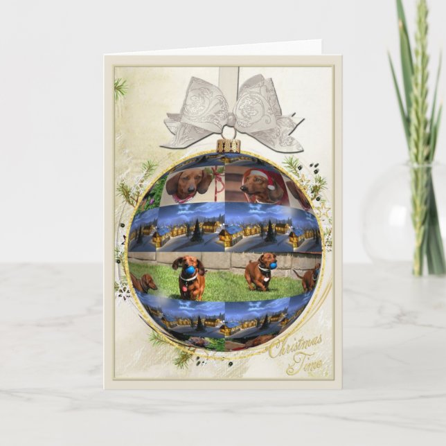 Carte de Noël Dachshund (Devant)