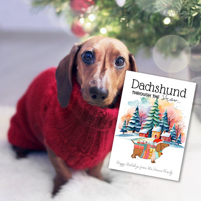 Carte de Noël : Dachshund dans la neige (Créateur téléchargé)
