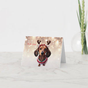 Carte de Noël Dachshund Reindeer