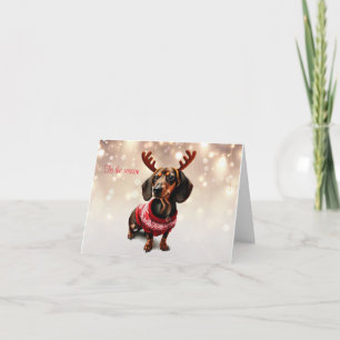 Carte de Noël Dachshund Reindeer