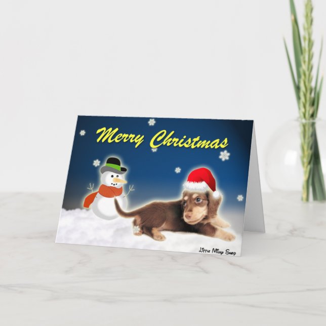 Carte de Noël Dachshund Snowman (Devant)