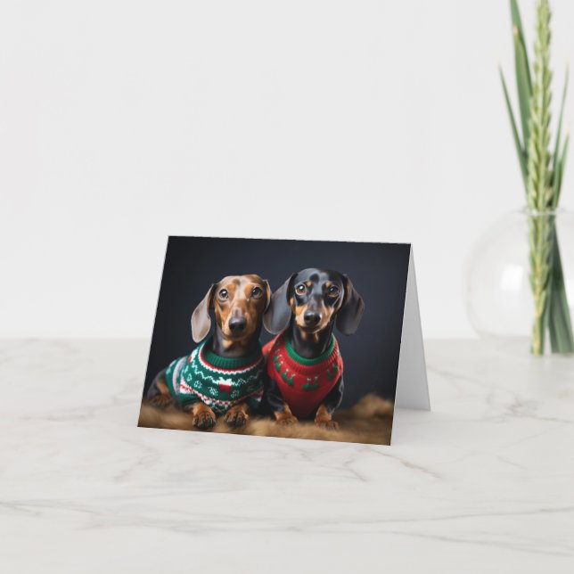 Carte de Noël Dachshunds (Devant)
