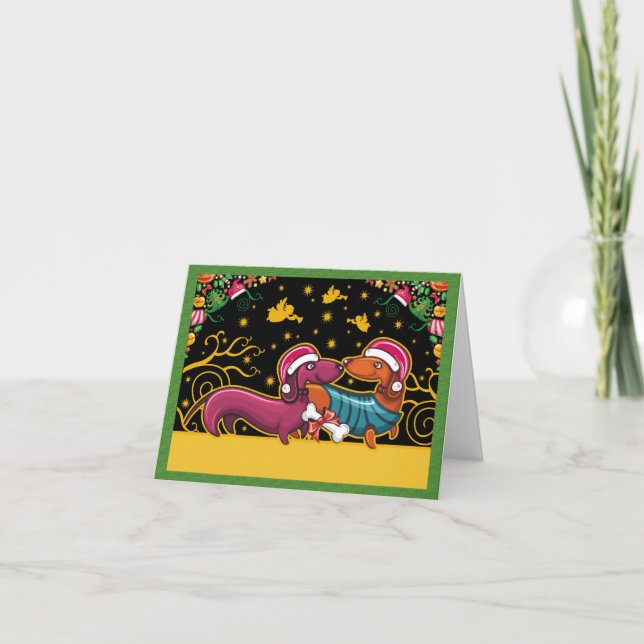 Carte de Noël Dachsund (Devant)
