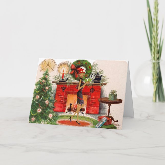Carte de Noël d'Afro-américain avec beau (Devant)