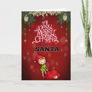 Carte de Noël d'aide père Noël