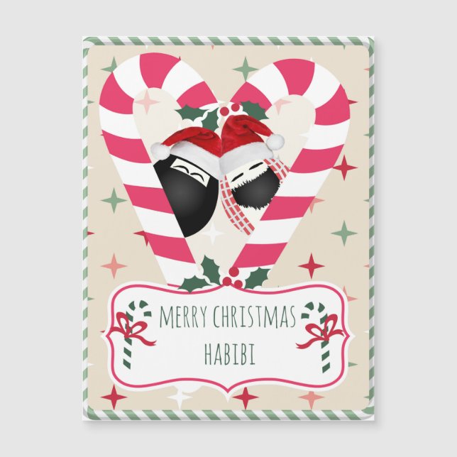 Carte de Noël d'aimant du coeur HABIBI de (Devant)