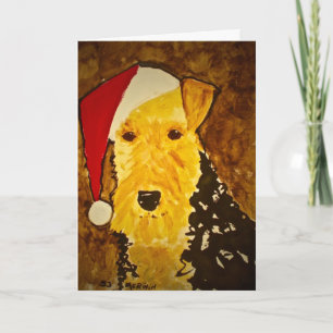 Carte de Noël d'Airedale : "Pattes de Père Noël "