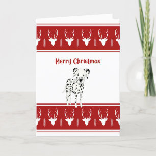 Carte de Noël dalmate rouge et blanc, points noirs