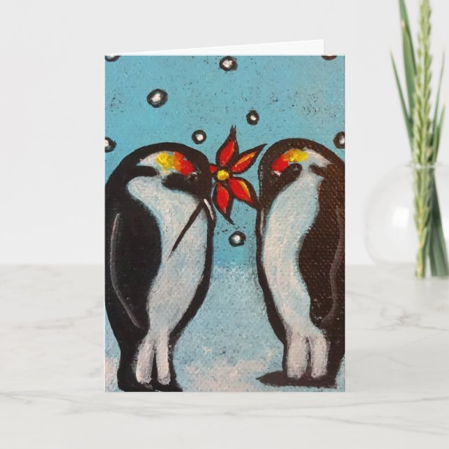 Carte de Noël d'amour pingouin (Devant)