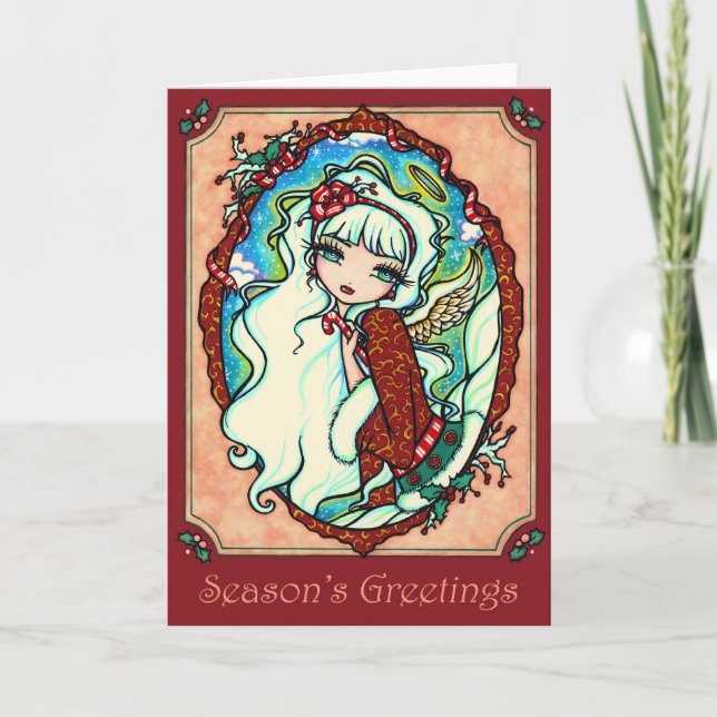 Carte de Noël d'ange de sucre de canne (Devant)