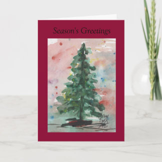 Carte de Noël d'aquarelle : Arbre