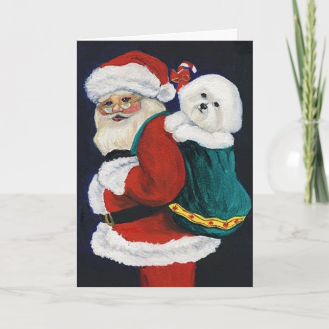 Carte de Noël d'art de chien de "Bichon Frise et (Devant)