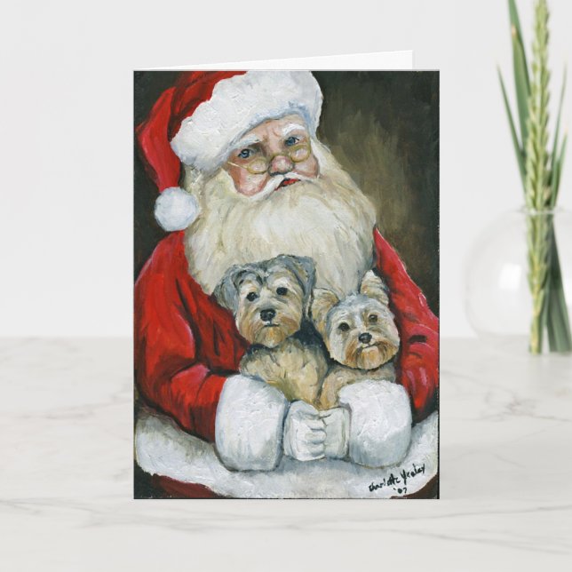 Carte de Noël d'art de chien de "Père Noël et de (Devant)