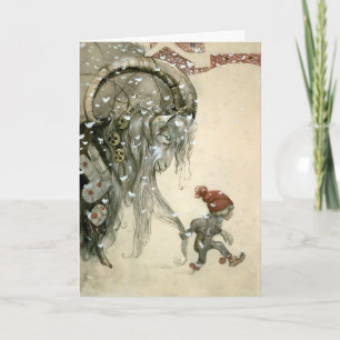 Carte de Noël d'art de la chèvre Yule victorienne