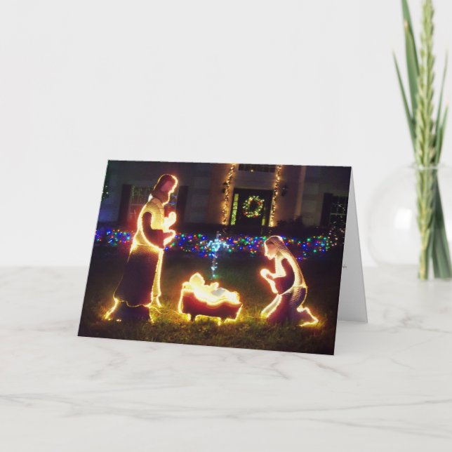 Carte de Noël de 9:6 d'Isaïe de scène de Manger de (Devant)