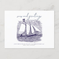 Carte de Noël de bateau à voile côtier