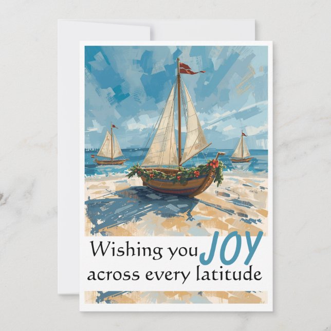 Carte de Noël de bateau à voile nautique (Devant)