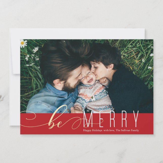 Carte de Noël de Be Merry Faux Foil (Devant)