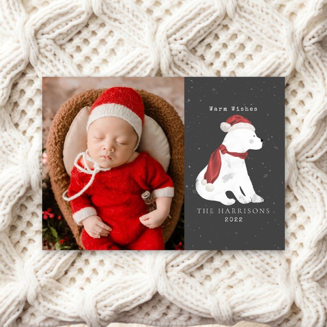 Carte de Noël de bébé ours polaire pour photo de f (Créateur téléchargé)