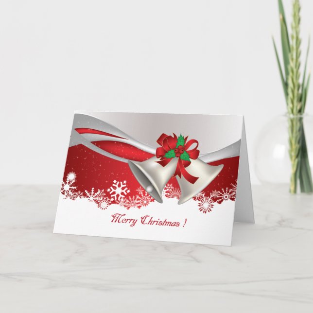 Carte de Noël de Bells argentées (Devant)