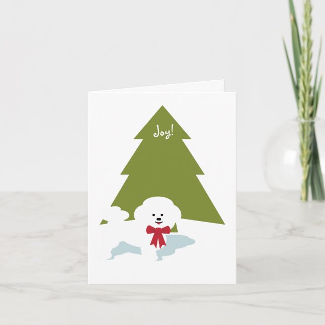 Carte de Noël de Bichon Frise - joie ! (Devant)