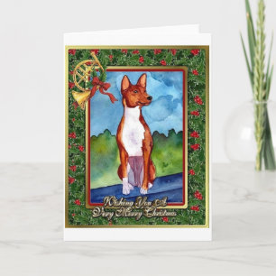Carte de Noël de blanc de chien de Basenji