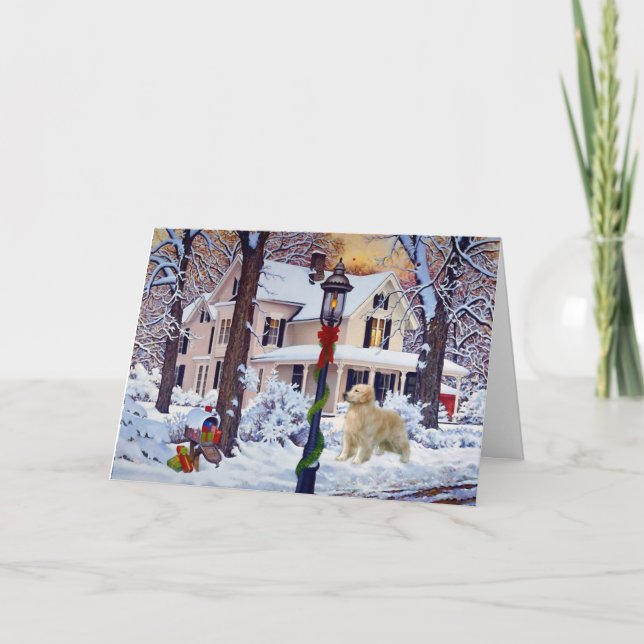 Carte de Noël de boîte aux lettres de golden (Devant)