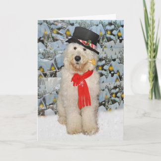 Carte de Noël de bonhomme de neige de Goldendoodle