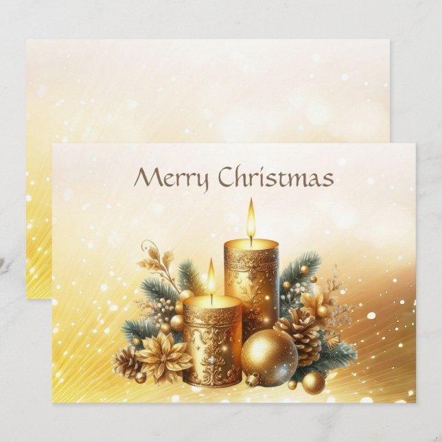 Carte de Noël de bougies d'or (Devant / Derrière)