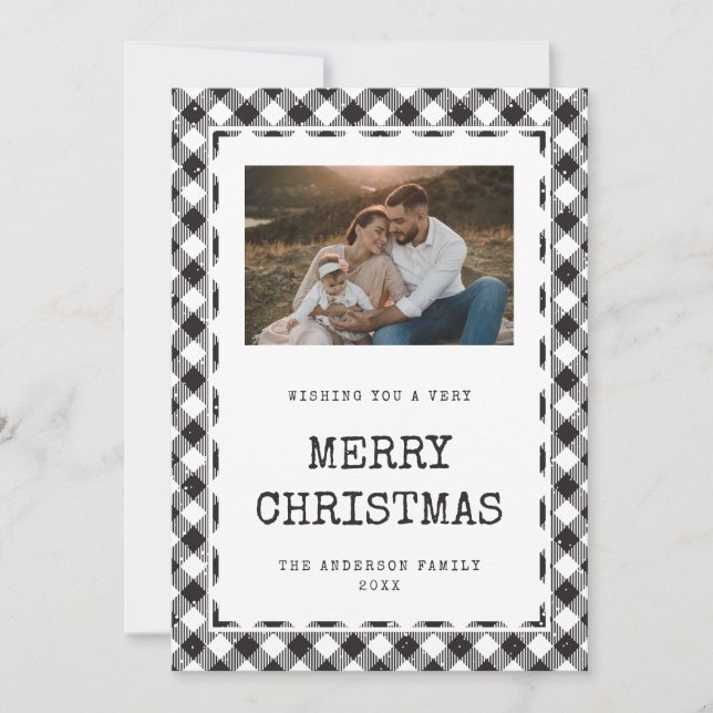 Carte de Noël de Buffalo noir et blanc (Devant)