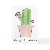 Carte de Noël de cactus d'aquarelle
