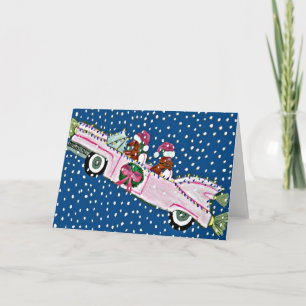 Carte de Noël de Cadillac avec des Dachshunds en P