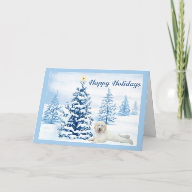 Carte de Noël de caniche Arbre Bleu (Devant)