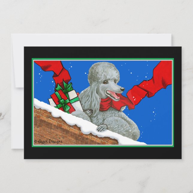 Carte de Noël de caniche d'argent/Invitation (Devant)